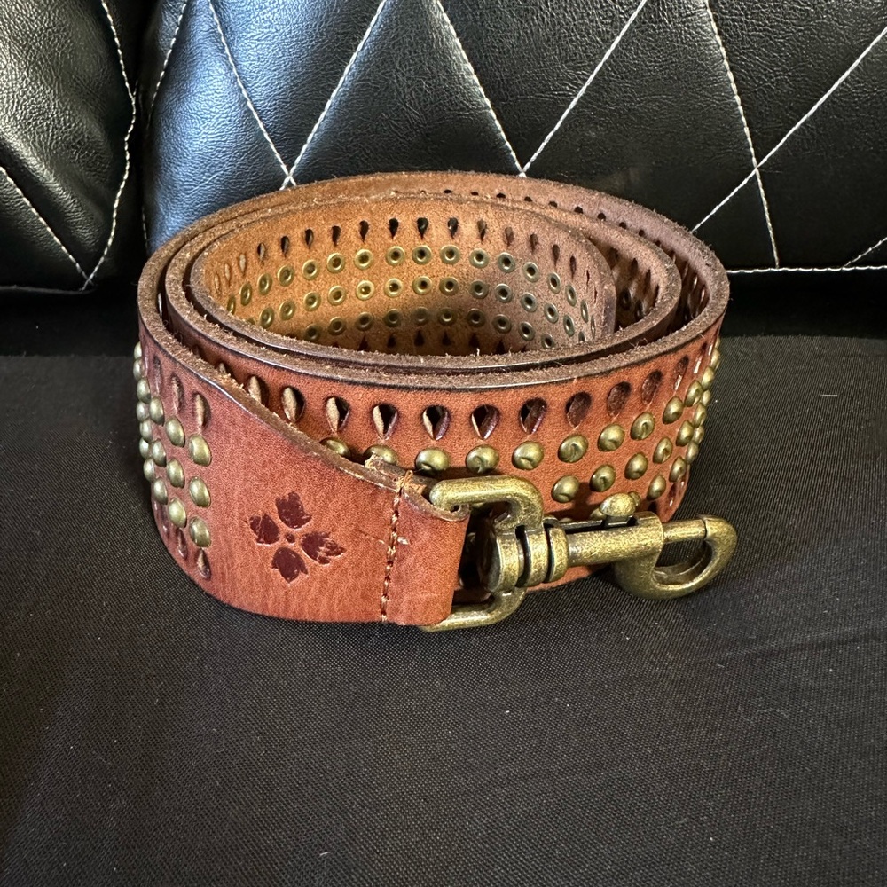 Patricia Nash Brown Leather Studded Belt